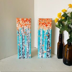 Acrylic art set of two wall decor trees